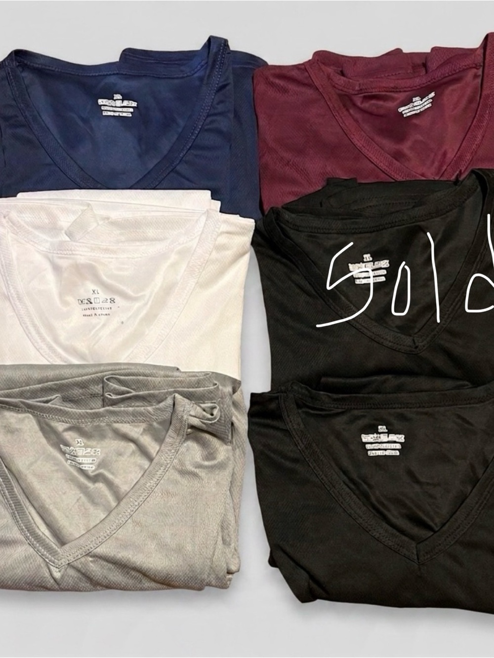 One- Men's V-Neck Performance Tee - Black, White, Gray, Navy, Burgundy Size XL